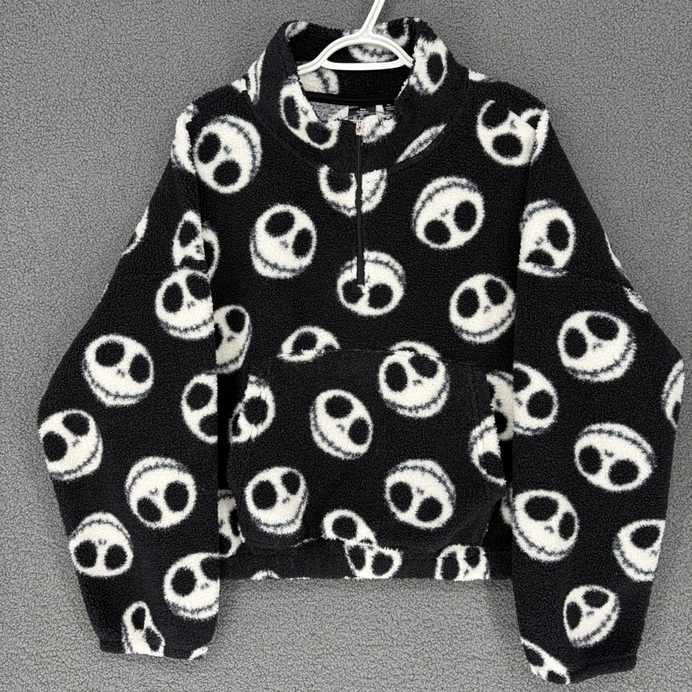 Disney Nightmare Before Christmas Jack Skellington Fleece Quarter Zip XL Black